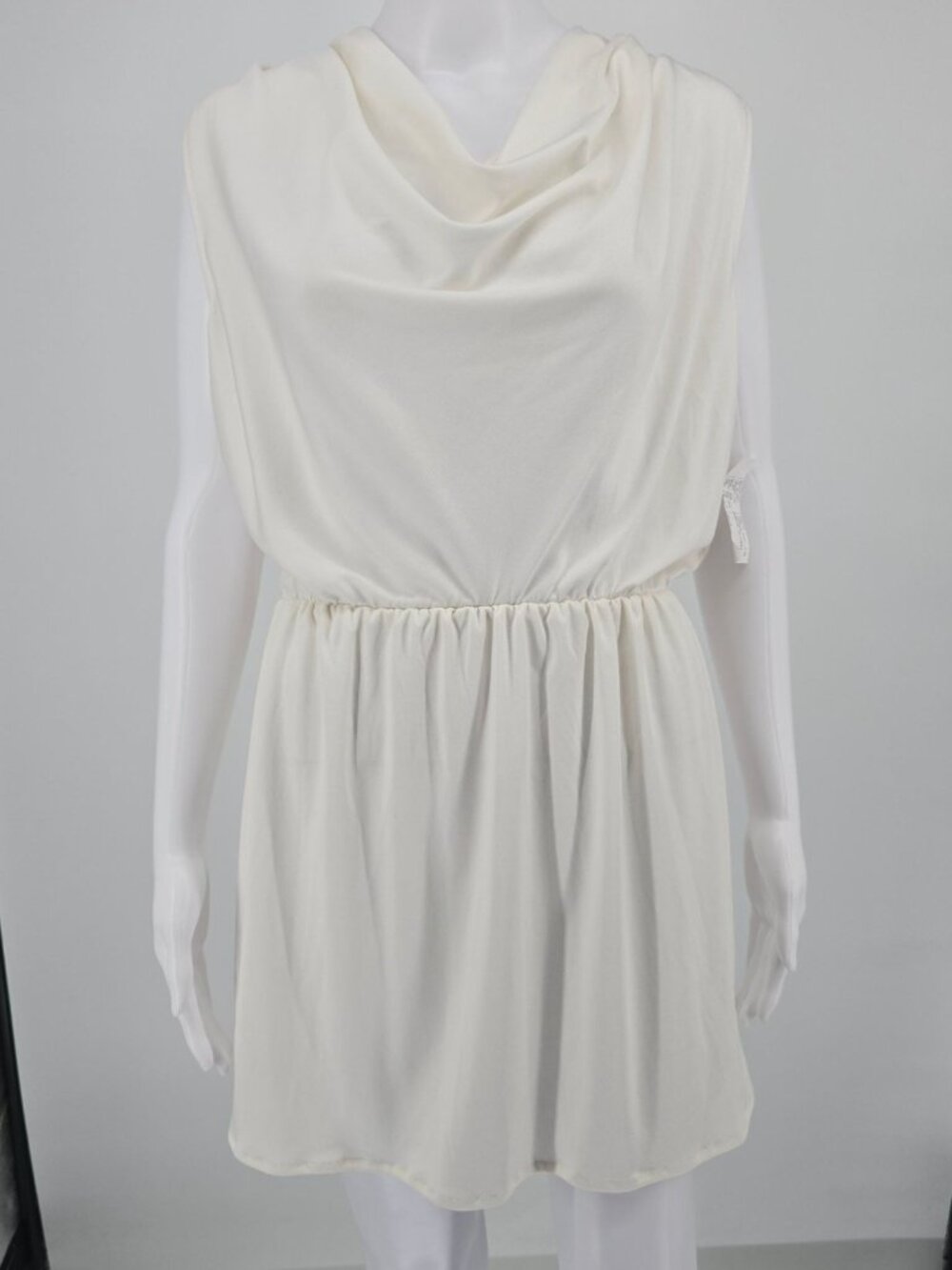 Vintage 1980s Made in USA Cowl Neck Sleeveless Blouson Mini Dress (Size 10/M) - Picture 1 of 11